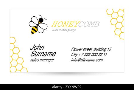 Carte de visite créative pour la société Honey. Logo Bee . Illustration vectorielle . Illustration de Vecteur
