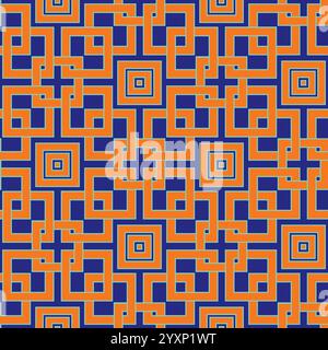 Couleur néon géométrique Chinoiserie Seamless Pattern Vector fond sans couture. Motif oriental abstrait tropical à motif géo. Toile de fond symétrique. Bloquer Illustration de Vecteur
