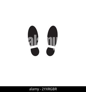Empreinte de pied de botte humaine plate noire Vector isolée sur fond blanc Illustration de Vecteur