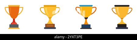 Ensemble d'icônes de coupes trophées. Concept de réussite, de réussite et de victoire. Illustration vectorielle Illustration de Vecteur
