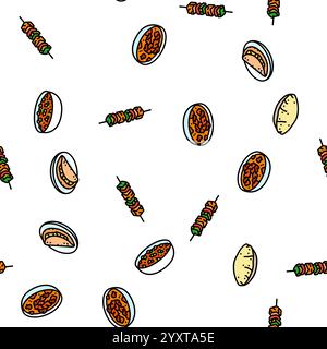 vecteur de modèle sans couture de curry de nourriture de cuisine indienne Illustration de Vecteur