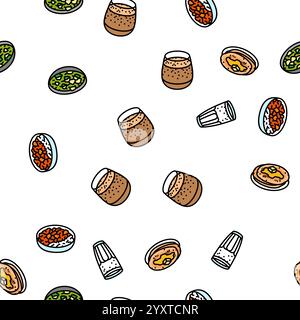 vecteur de modèle sans couture de curry de nourriture de cuisine indienne Illustration de Vecteur