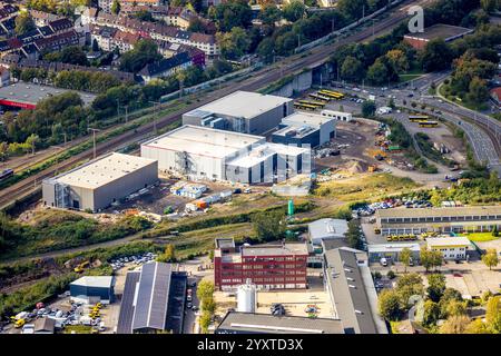 Vue aérienne, Centre régional de formation (RTZ) police NRW, chantier sur Frohnhauser Straße, Westviertel, Essen, région de la Ruhr, Rhénanie du Nord-Westphalie Banque D'Images