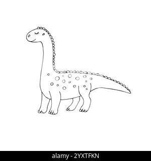 Vectoriel dessin de doodle dessiné à la main diplodocus dinosaure isolé sur fond blanc Illustration de Vecteur