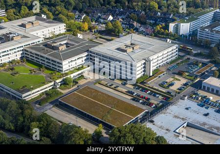 Photo aérienne, police d'Essen, commissariat Sud, Theodor-Althoff-Straße, Schuir, Essen, région de la Ruhr, Rhénanie du Nord-Westphalie, Allemagne Banque D'Images