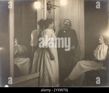 Degas - Portrait au miroir du peintre Henry Lerolle et de ses deux filles, Yvonne et Christine, Banque D'Images