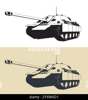 Unité d'artillerie lourde automotrice allemande de la seconde Guerre mondiale Jagdpanther Illustration de Vecteur