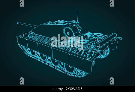 Unité d'artillerie lourde automotrice allemande de la seconde Guerre mondiale Jagdpanther Illustration de Vecteur