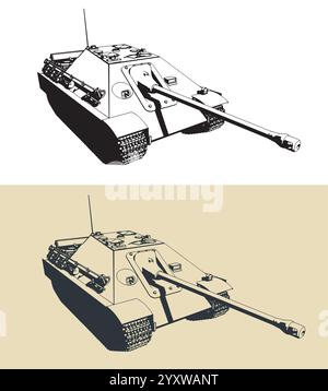 Unité d'artillerie lourde automotrice allemande de la seconde Guerre mondiale Jagdpanther Illustration de Vecteur