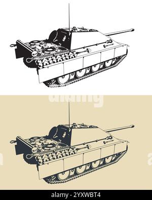 Unité d'artillerie lourde automotrice allemande de la seconde Guerre mondiale Jagdpanther Illustration de Vecteur