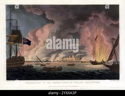 La destruction de la flotte française à Toulon le 18 décembre 1793. Banque D'Images