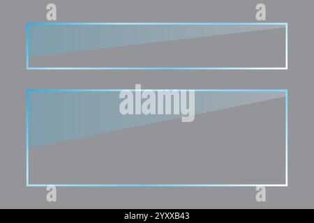 Rectangles dégradés bleus. Formes vectorielles minimalistes. Design épuré géométrique. Mise en page de fond gris. Illustration de Vecteur