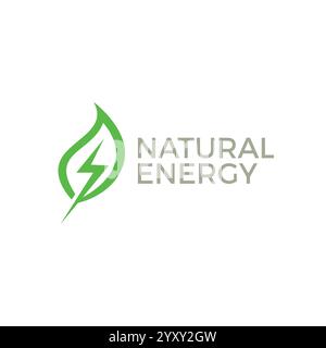 Conception du logo Natural Energy. Icône Thunder Leaf Illustration de Vecteur