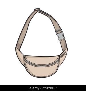 Fanny pack maquette de sac de ceinture imperméable modèle vectoriel design. Illustration de Vecteur