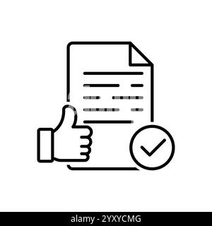 icône d'approbation, document accrédité, accord autorisé, symbole de ligne mince pour le web et le téléphone mobile sur fond blanc Illustration de Vecteur