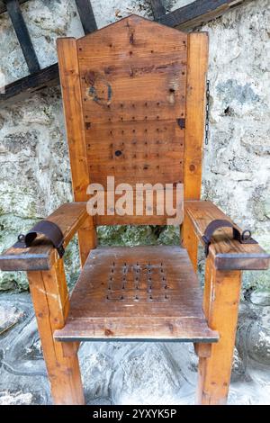 Chaire de torture historique à Spišský hrad UNESCO, Slovaquie Banque D'Images