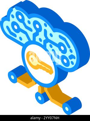 illustration vectorielle d'icône isométrique de cloud computing de clé de cryptage Illustration de Vecteur