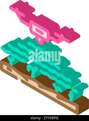 illustration vectorielle d'icône isométrique de véhicule aérien de cartographie des cultures agricoles Illustration de Vecteur