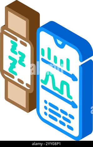 illustration vectorielle d'icône isométrique portable de tracker de sommeil Illustration de Vecteur