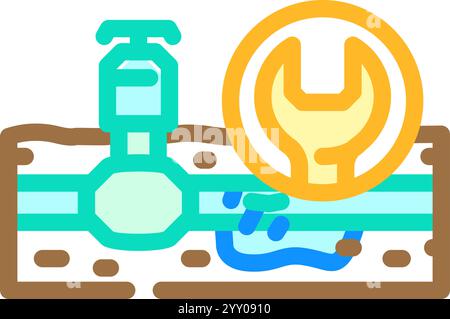 illustration vectorielle d'icône de couleur d'entretien de jardin de réparation de système d'arrosage Illustration de Vecteur