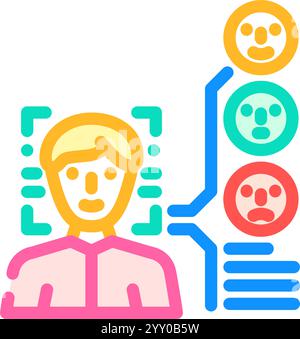illustration vectorielle d'icône de couleur de visage d'analyse de sentiment nlp Illustration de Vecteur