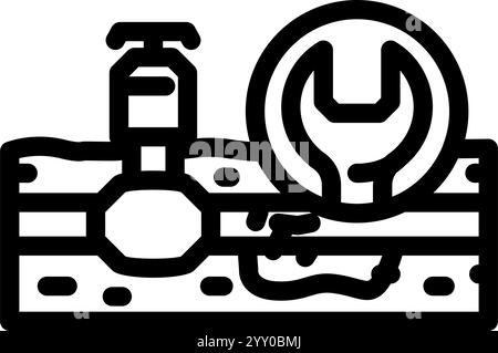 illustration vectorielle d'icône de ligne d'entretien de jardin de réparation de système d'arrosage Illustration de Vecteur