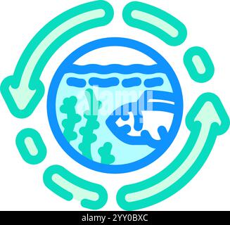 illustration vectorielle d'icône de couleur de l'océan du monde de l'écosystème marin Illustration de Vecteur