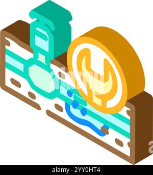 illustration vectorielle d'icône isométrique d'entretien de jardin de réparation de système d'arrosage Illustration de Vecteur