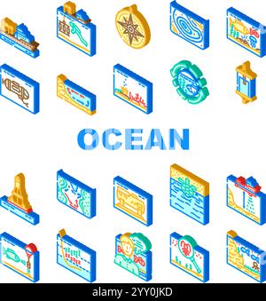 vecteur de définition d'icônes de biodiversité marine océanique mondiale Illustration de Vecteur