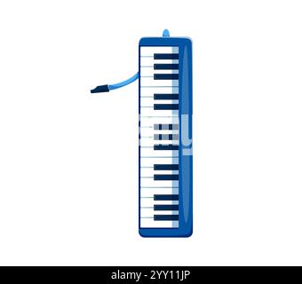 Symbole de police d'instrument de musique Melodica à 1 chiffre. Musicien instrument de musique en roseau libre Anglais ABC isolé figure vectorielle ou numéro, orchestre ou groupe de jazz melodica alphabet arabe typeset un chiffre Illustration de Vecteur