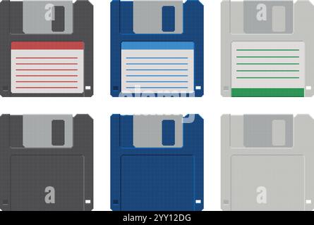 Illustration vectorielle de disquettes en pixel art. Illustration de Vecteur