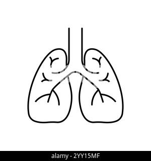 Icône de ligne plate des poumons. Pictogramme vectoriel mince d'organe interne humain, illustration de contour pour clinique pulmonaire. Illustration de Vecteur