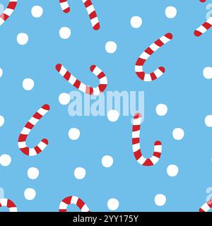 Motif de Noël canne à sucre et pois Illustration de Vecteur
