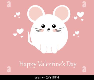 Adorable motif souris rose Saint-Valentin Illustration de Vecteur