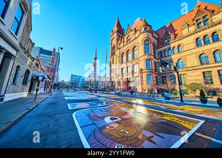 Hôtel de ville de Cincinnati et Black Lives Matter mural Street Art Street View Banque D'Images