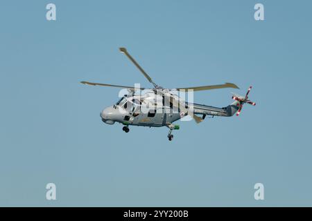 Westland Lynx hélicoptère militaire du vol de démonstration de la marine portugaise au salon aérien d'Oeiras Banque D'Images