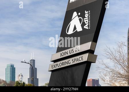 Le planétarium Adler est situé sur le campus du musée dans le centre-ville de Chicago et le premier planétarium en Amérique. Banque D'Images