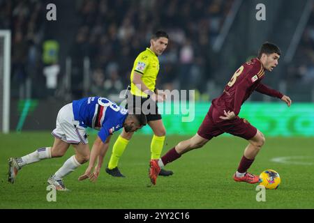 Roma, Italie. 18 décembre 2024. Roma Matias Soule lors de la Coupe d'Italie Frecciarossa Round of 16 matches de football entre Roma et Sampdoria au stade olympique de Rome, Italie - mercredi 18 décembre 2024 - Sport Soccer ( photo par Alfredo Falcone/LaPresse ) crédit : LaPresse/Alamy Live News Banque D'Images