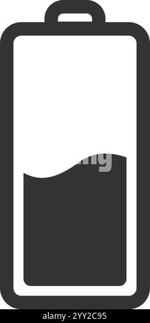 Simple icône de batterie à moitié pleine représentant l'état de charge, l'énergie, la puissance, l'électricité, l'appareil mobile, smartphone, tablette, ordinateur portable et électronique Illustration de Vecteur