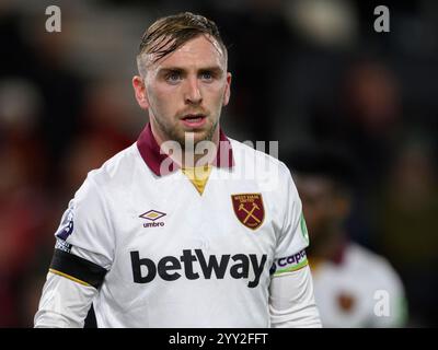 Bournemouth, Royaume-Uni. 16 décembre 2024. Bournemouth, Angleterre, 16 décembre 2024 : Jarrod Bowen de West Ham United lors du match de premier League entre Bournemouth et West Ham United au Vitality Stadium de Bournemouth, Angleterre. (David Horton/SPP) (David Horton/SPP) crédit : SPP Sport Press photo. /Alamy Live News Banque D'Images