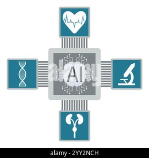 Utilisation de l'intelligence artificielle en médecine pour le diagnostic précoce des maladies Illustration de Vecteur