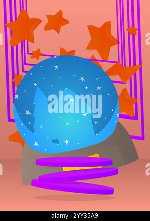 Maquette d'affichage de produit avec boule à neige. Piédestal de cylindre vectoriel podium. Présentez la vitrine pour la présentation. Formes géométriques minimales. Illustration de Vecteur