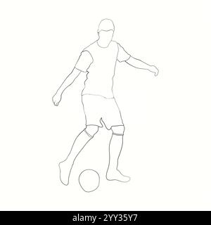 Illustration de dessin de ligne de joueur de football, dessin de ligne de joueur de football, dessin de ligne de joueur de football, dessin de ligne de joueur de football, contour de joueur de football Illustration de Vecteur