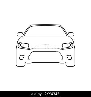 Icône de ligne de front du véhicule. Symbole de signe de style contour simple. Auto, vue, sport, course, concept de transport. Illustration vectorielle isolée sur fond blanc Illustration de Vecteur