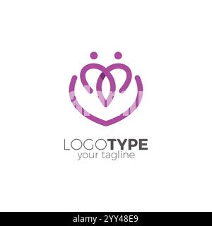 conception de logo d'icône de forme de coeur et de personnes. Logo maman et enfant Illustration de Vecteur