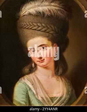 Ritratto di giovane donna - olio su lastra metallica - attribuito a Giovanni Battista Lampi - tra il XVIII e il XIX secolo - Vérone, Casa Museo di P Banque D'Images