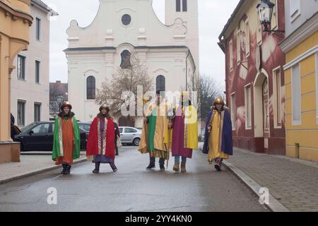 les caroleurs de noël chantent au nouvel an et au-delà, les caroleurs de noël chantent au nouvel an Banque D'Images