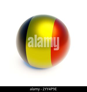 Sphère drapeau belge sur fond blanc Banque D'Images