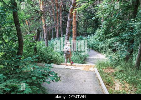 Russie, Kislovodsk - 19 juin 2024 : roseraie dans le parc national de Kislovodsk. Photo de haute qualité Banque D'Images