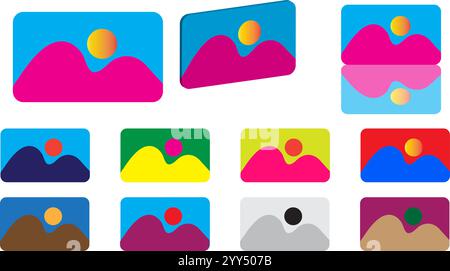 logos d'icônes d'image définis avec différentes couleurs Illustration de Vecteur